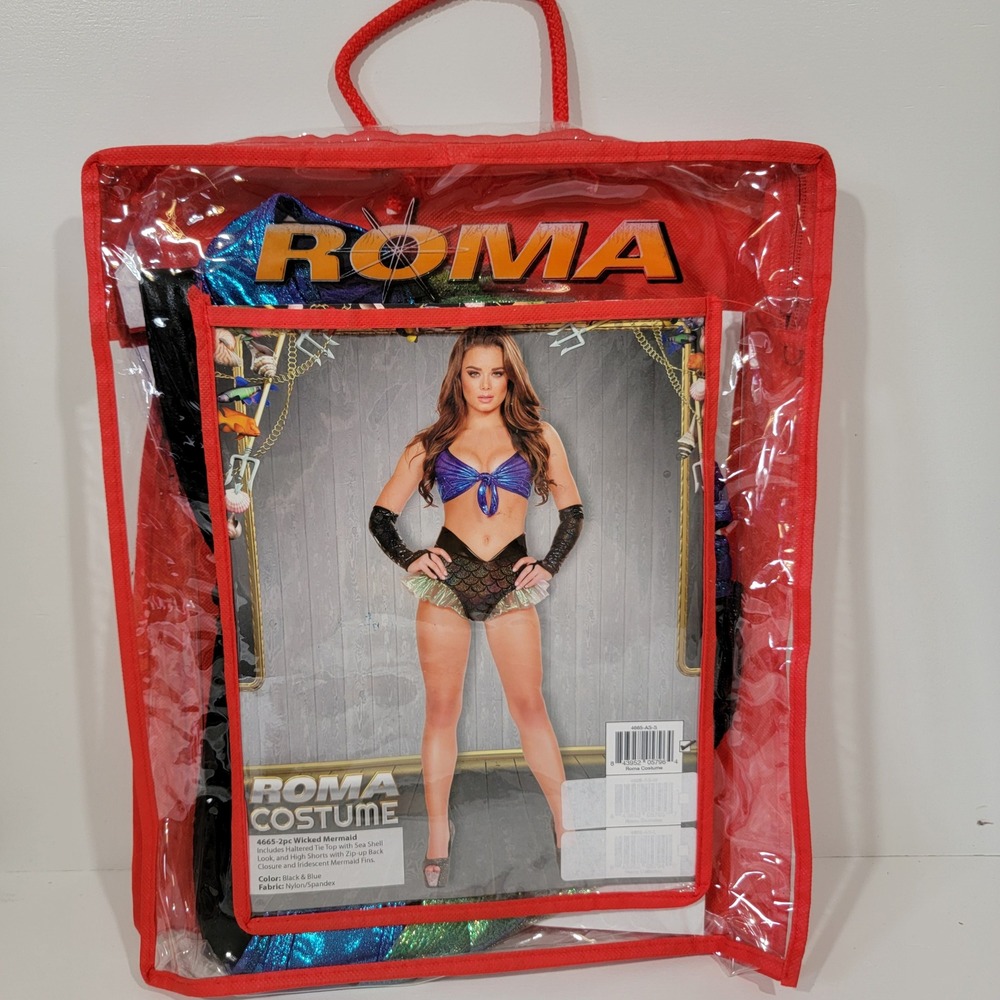 Roma Costume 4665 Wicked Mermaid 2pc Set Black Blue Iridescent Small